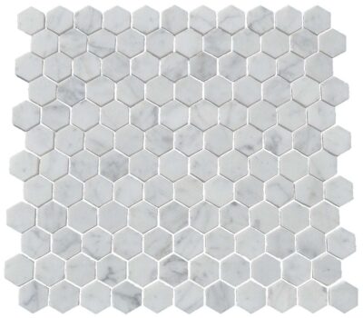 1" Carrara Marble Hex Mosaic