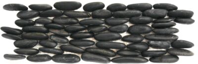 Standing Polished Black Pebble Tile, 4"x12"