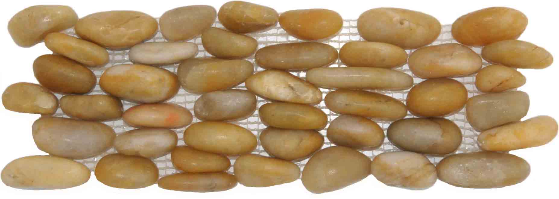 Standing Polished Yellow Pebble Tile, 4"x 12" 1 Standing Polished Yellow Pebble Tile, 4"x12"