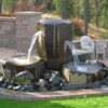 Custom Basalt Fountain - Quadruple Slot Fountain into Birdbaths