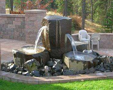 Custom Basalt Fountain - Quadruple Slot Fountain into Birdbaths 1 Custom Basalt Fountain - Quadruple Slot Fountain into Birdbaths