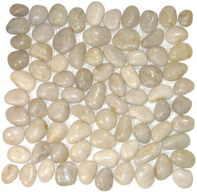 Polished Pebble Tile 6 Polished White Pebble Tile