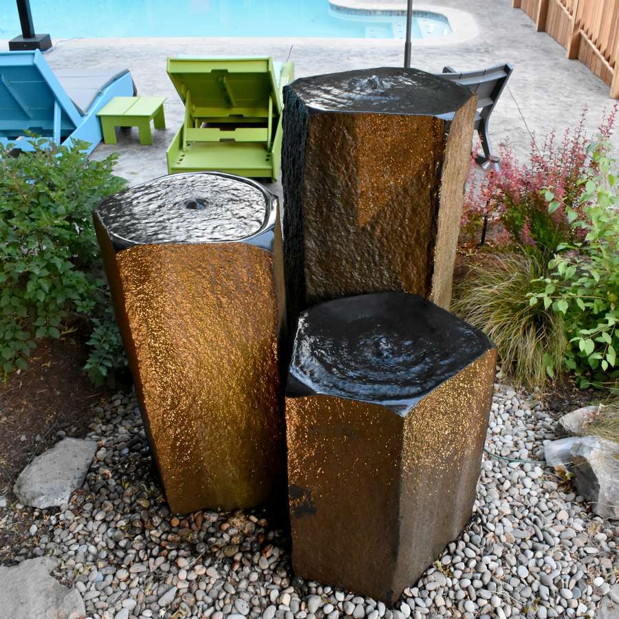 triple basalt bowl fountain
