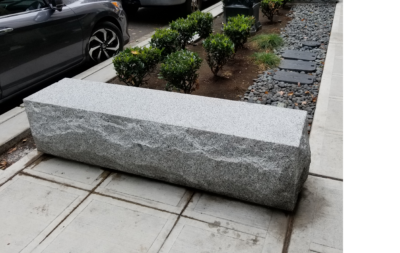 Granite Block Bench, Top Cut and Polished, Sides Chiseled, 18" T x 14" D x 72" (Vary) Long