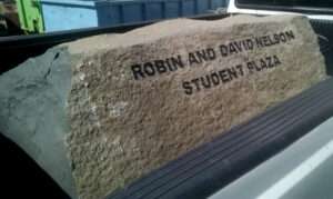 etched basalt monument